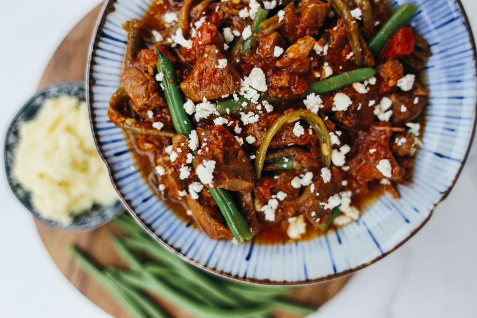 Green beans stew no rice (with meat)