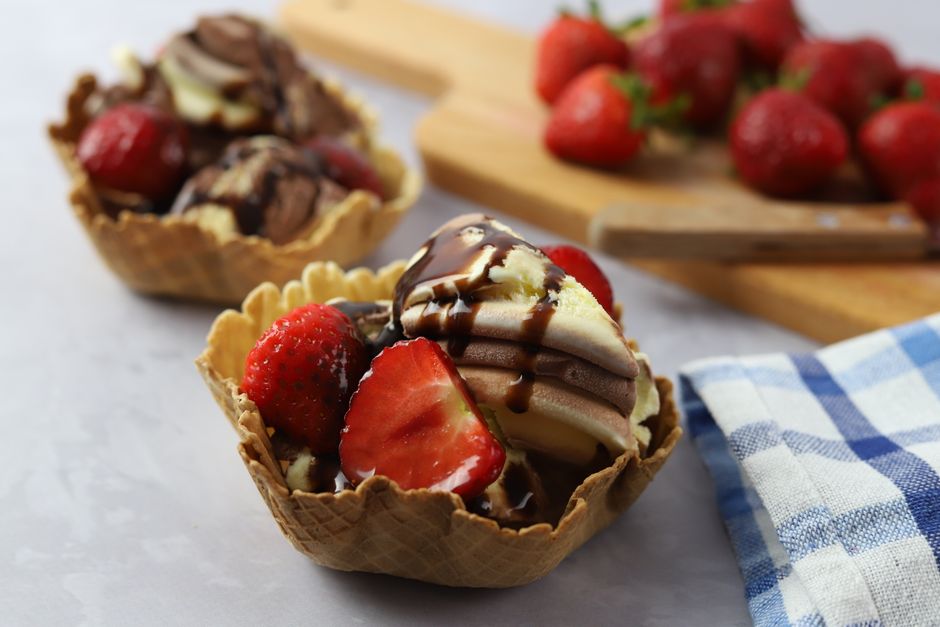 Ice cream cup with wafer