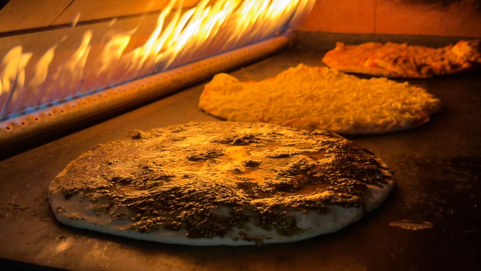 Manoushe with zaatar and cheese