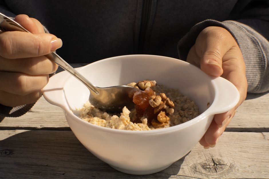 Oats cooked with water