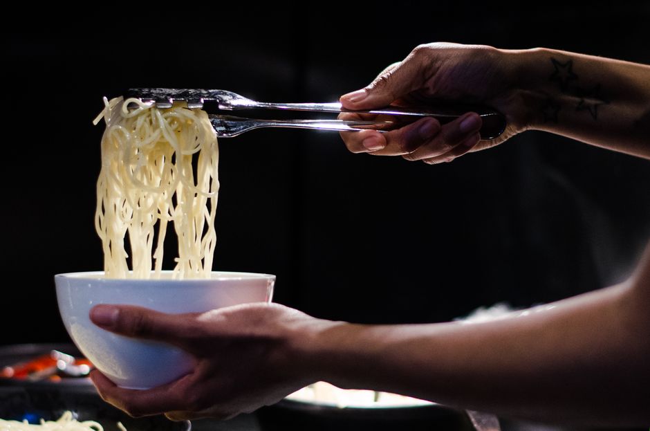 Quinoa rice lentil pasta cooked
