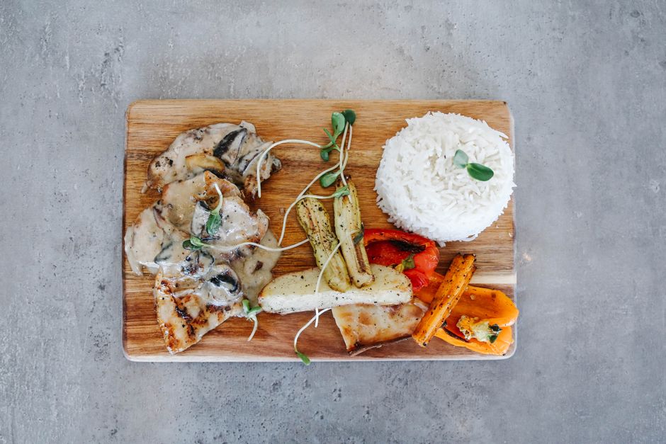 Zucchini stew with rice (chicken half)